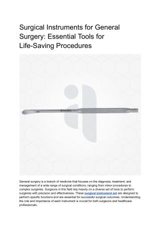 Surgical Instruments for General Surgery_ Essential Tools for Life-Saving Procedures