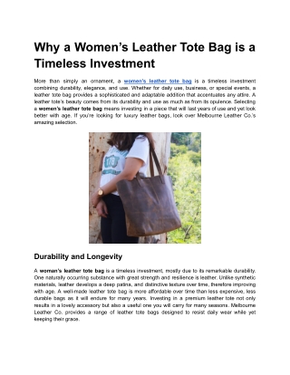 Why a Women’s Leather Tote Bag is a Timeless Investment