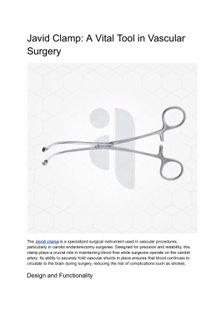 Javid Clamp_ A Vital Tool in Vascular Surgery