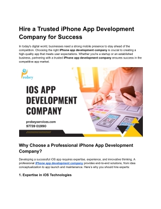 Hire a Trusted iPhone App Development Company for Success
