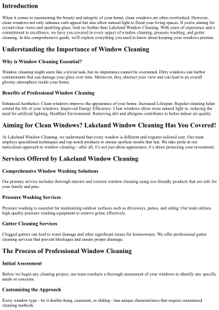 Aiming for Clean Windows? Lakeland Window Cleaning Has You Covered!