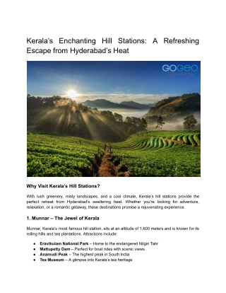 Kerala’s Enchanting Hill Stations_ A Refreshing Escape from Hyderabad’s Heat