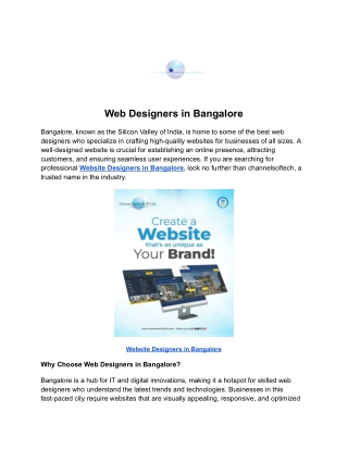 Web Designers in Bangalore