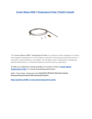 Crown Steam 4309-1 Temperature Probe _ PartsFe Canada