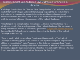 Supreme Knight Carl Anderson Lays Out Vision for Church in A