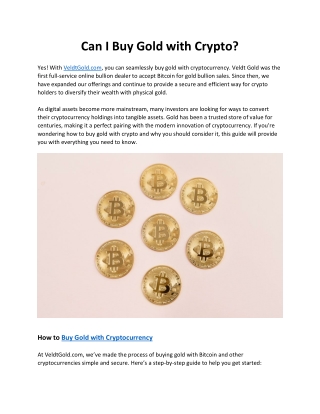 Can I Buy Gold with Crypto