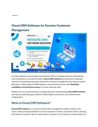 Cloud CRM Software for Smarter Customer Management