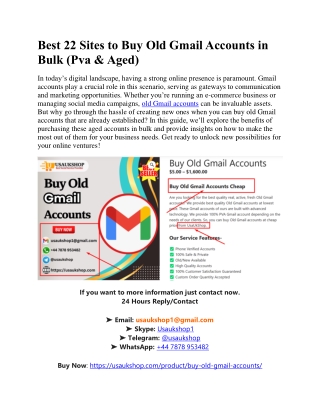 Best 22 Sites to Buy Old Gmail Accounts in Bulk (Pva & Aged)