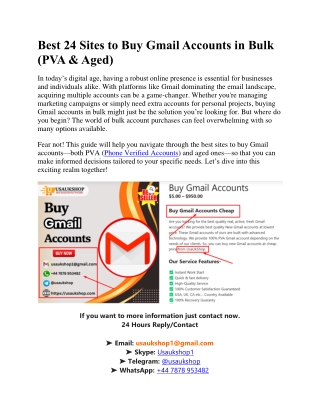 Best 24 Sites to Buy Gmail Accounts in Bulk (PVA & Aged)