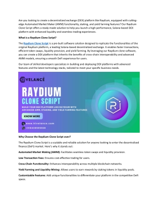 Raydium Clone Script: The Ultimate Solution for Launching a Solana-Based DEX