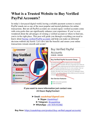 What is a Trusted Website to Buy Verified PayPal Accounts