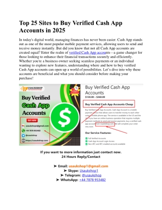 Top 25 Sites to Buy Verified Cash App Accounts in 2025