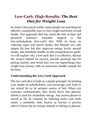 Low-Carb, High-Results_ The Best Diet for Weight Loss