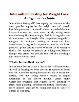 Intermittent Fasting for Weight Loss_ A Beginner’s Guide