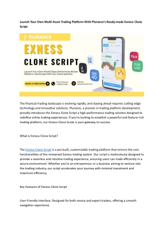 Launch Your Own Multi Asset Trading Platform With Plurance’s Ready-made Exness Clone Script