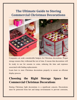 The Ultimate Guide to Storing Commercial Christmas Decorations