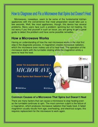 How to Diagnose and Fix a Microwave that Spins but Doesn’t Heat