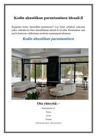 Kodin akustiikan parantaminen ideaali.fi