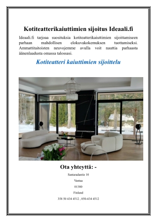 Kotiteatterikaiuttimien sijoitus Ideaali.fi