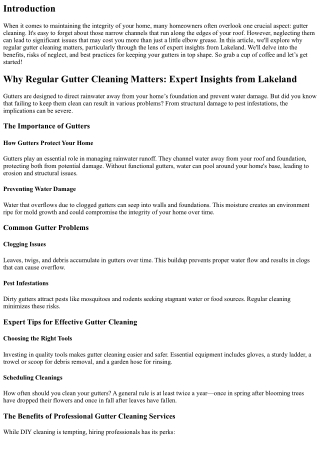 Why Regular Gutter Cleaning Matters: Expert Insights from Lakeland