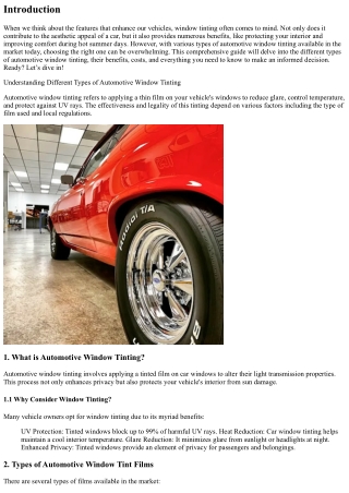 Understanding Different Types of Automotive Window Tinting