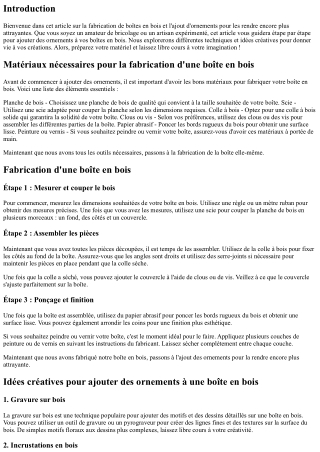 Comment ajouter des ornements à une boîte en bois
