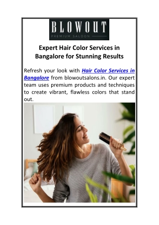 Expert Hair Color Services in Bangalore for Stunning Results