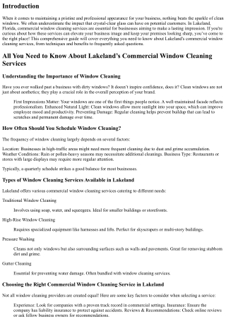 All You Need to Know About Lakeland’s Commercial Window Cleaning Services