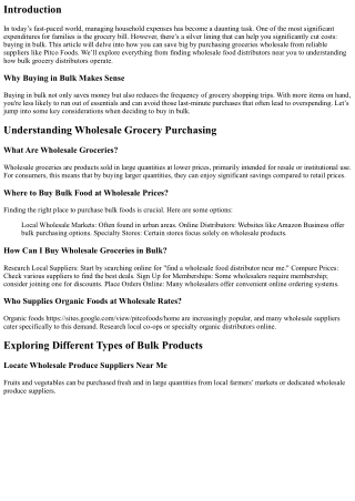 Save Big on Your Grocery Bills: Buy in Bulk from Pitco Foods