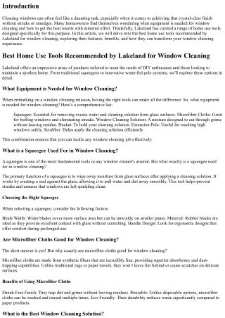 Best Home Use Tools Recommended by Lakeland for Window Cleaning.