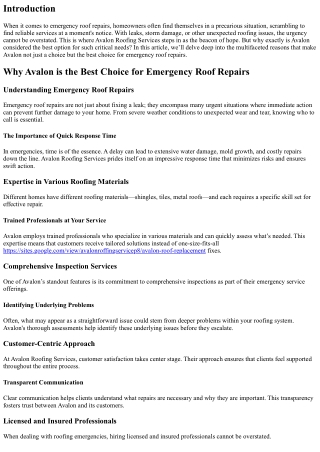 Why Avalon is the Best Choice for Emergency Roof Repairs