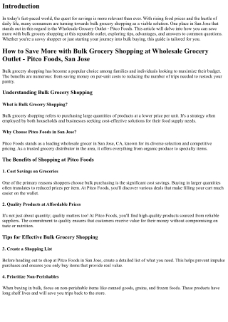 How to Save More with Bulk Grocery Shopping at Wholesale Grocery Outlet - Pitco