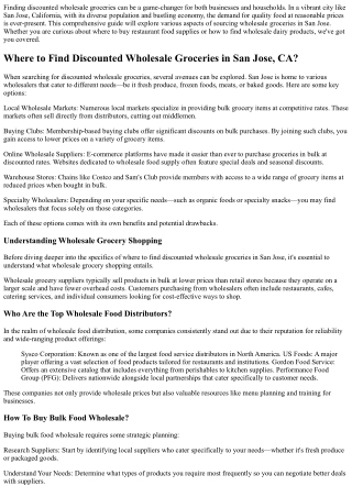 Where to Find Discounted Wholesale Groceries in San Jose, CA?
