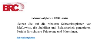 Schwerlastplatten  BRC.swiss