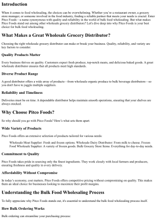 Why Pitco Foods is Your Best Choice for Bulk Food Wholesaling