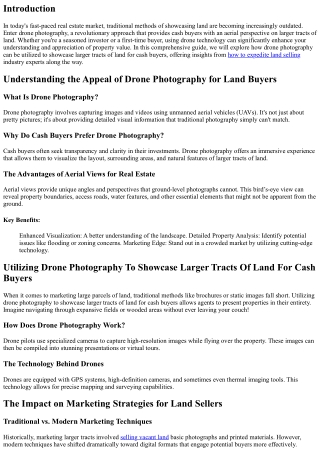“Utilizing Drone Photography To Showcase Larger Tracts Of land For cash buyers”