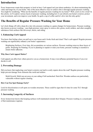 The Benefits of Regular Pressure Washing for Your Home