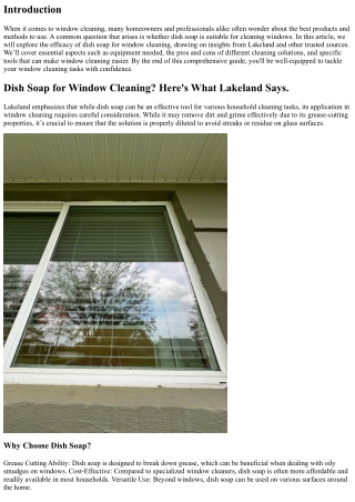 Dish Soap for Window Cleaning? Here's What Lakeland Says.