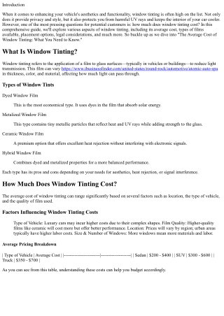The Average Cost of Window Tinting: What You Need to Know