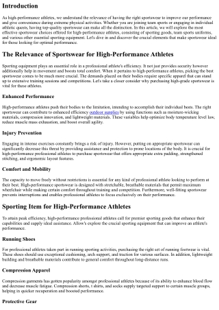 The Best Sportswear for High-Performance Athletes