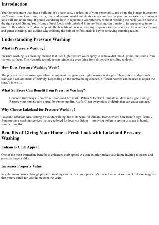 Giving Your Home a Fresh Look with Lakeland Pressure Washing