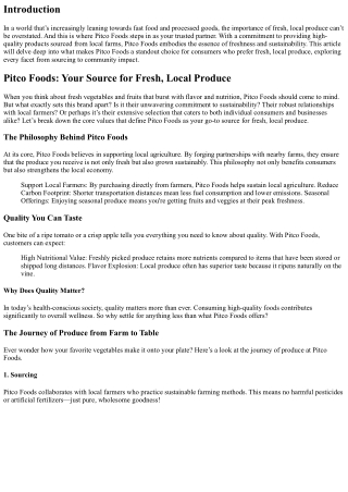 Pitco Foods: Your Source for Fresh, Local Produce