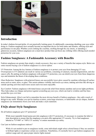 Fashion Sunglasses: Securing Your Eyes in Style