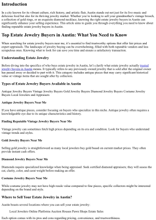 Top Estate Jewelry Buyers in Austin: What You Need to Know
