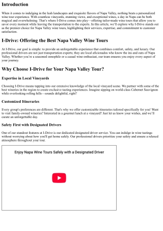 I-Drive: Offering the Best Napa Valley Wine Tours.