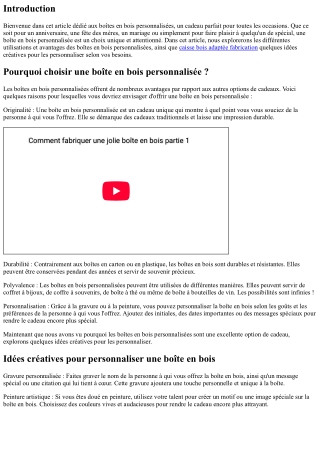 Boîte en Bois Personnalisée : Parfait pour Toutes les Occasions