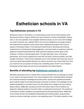 Esthetician Schools in Virginia