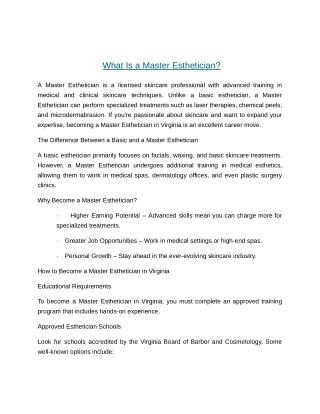 Master Esthetician Virginia