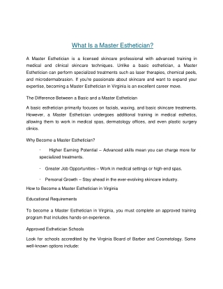Master Esthetician Virginia