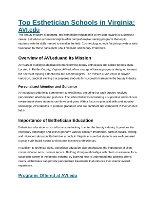 Top Esthetician School in VA